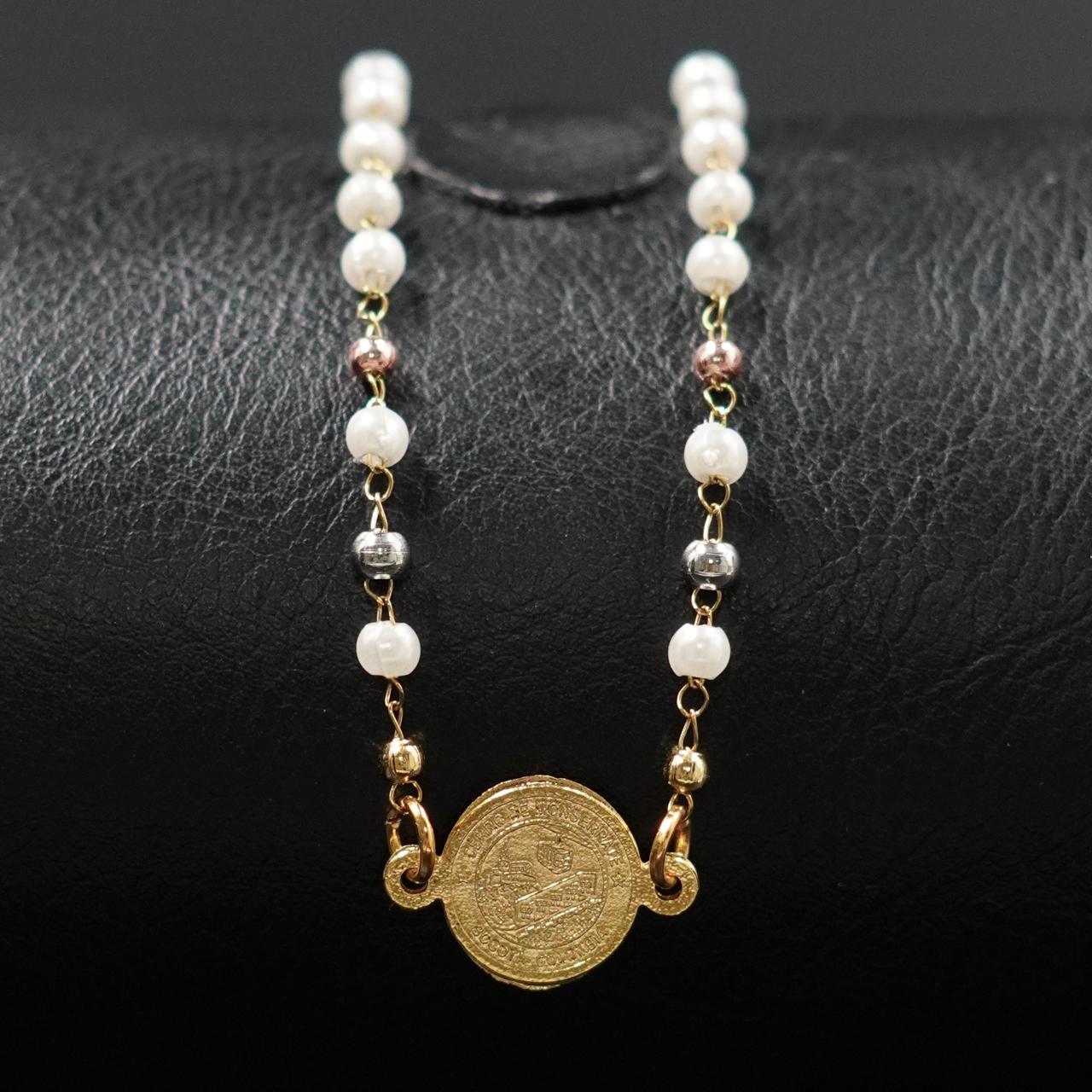 Miniatura 4 de Tobillera Medalla Perlas platead rosa